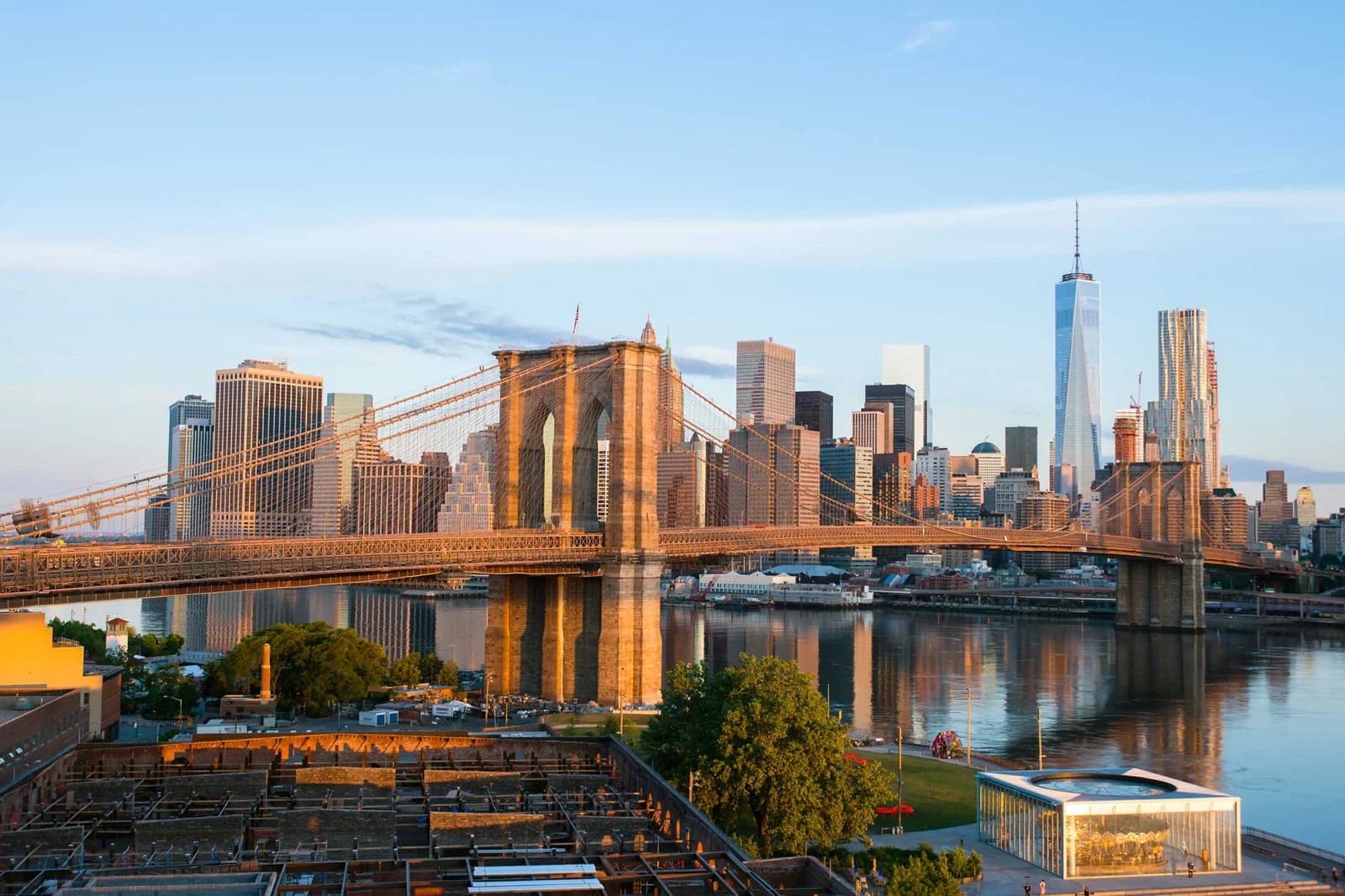 The Brooklyn Bridge and New York City waterfront